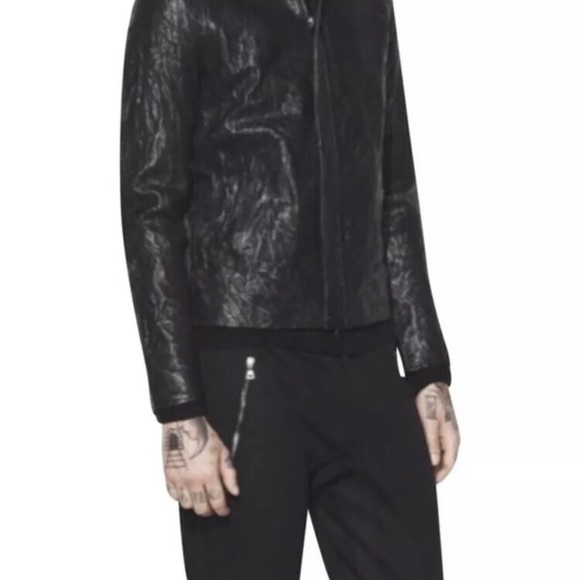 John Varvatos crinkled leather jacket size46 USA36 - Picture 6 of 10